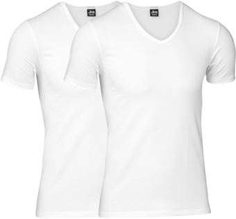 jbs 11030 20 01 Økologisk T-Shirt V-Hals 2-Pack Hvid Medium