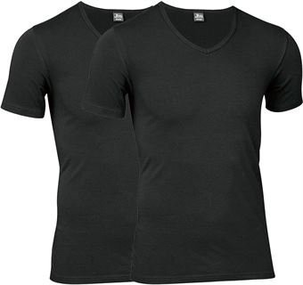 jbs 11030 20 01 Økologisk T-Shirt V-Hals 2-Pack Sort XXL