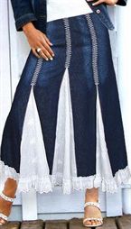 Jeans-skirt with lace