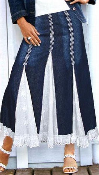 Jeans-skirt with lace/40        