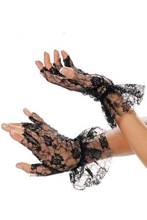 Shirley Lace Short Gloves Hvid, Sort